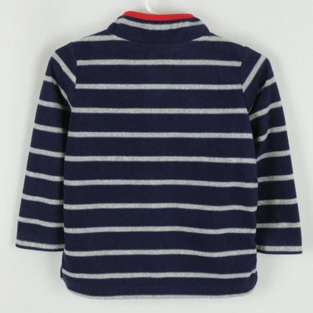 Carter's Infant 24 Months Blue & Gray Striped Fleece 1/4 Zip Pullover Jacket - Picture 3 of 7